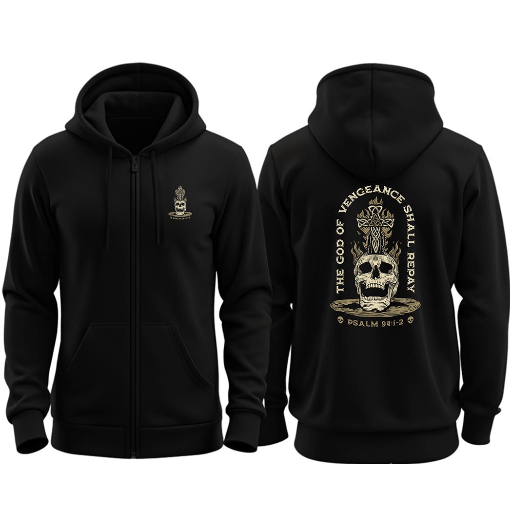 Zip up hoodie - God of Vengeance - Zip Hoodie - The Reformed Sage - reformed - reformed_gifts - christian_gifts