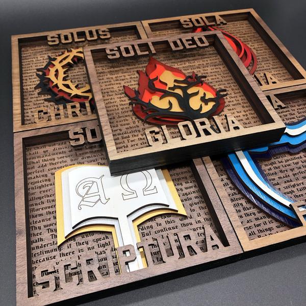 Layered Art - The Five Sola Set - The Reformed Sage - reformed - reformed_gifts - christian_gifts