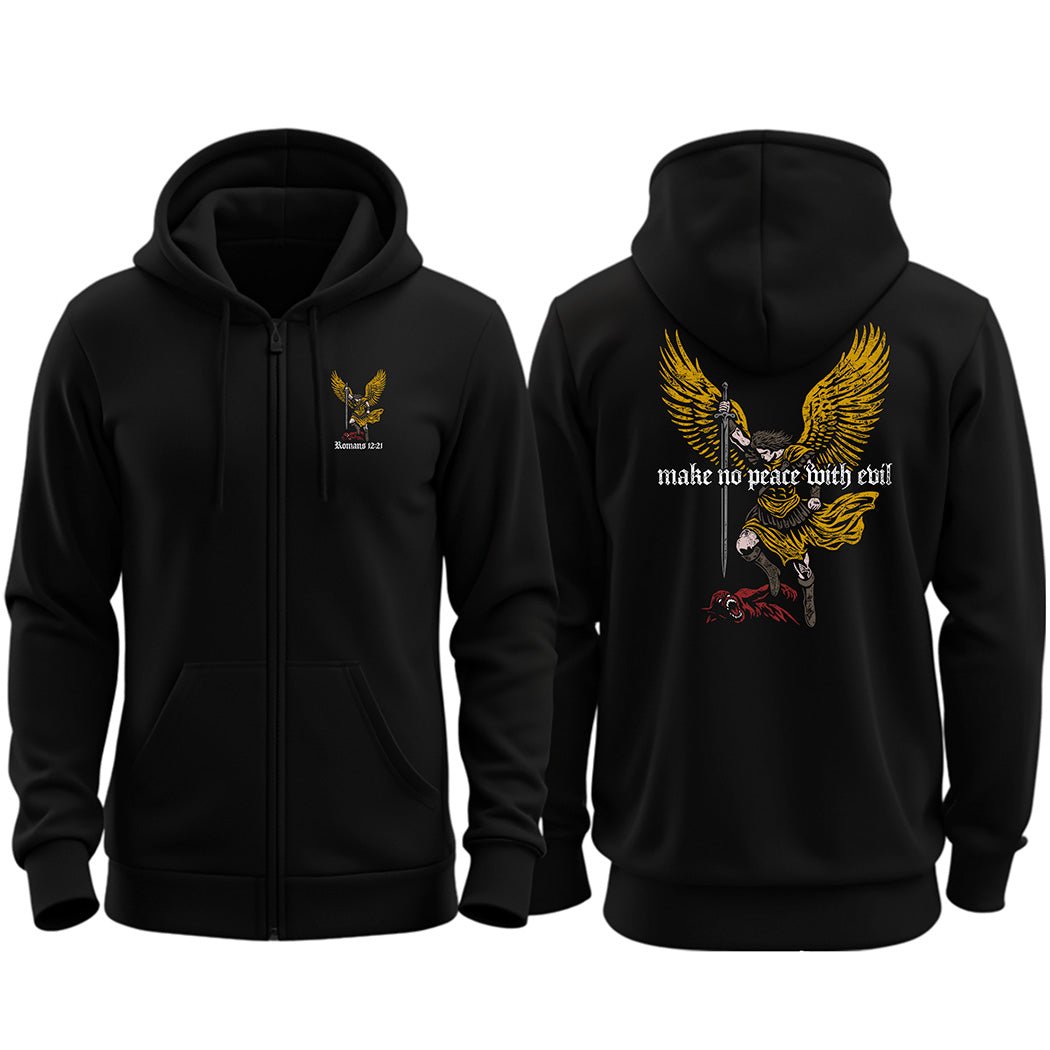 Zip up hoodie - No Peace With Evil - Zip Hoodie - The Reformed Sage - reformed - reformed_gifts - christian_gifts
